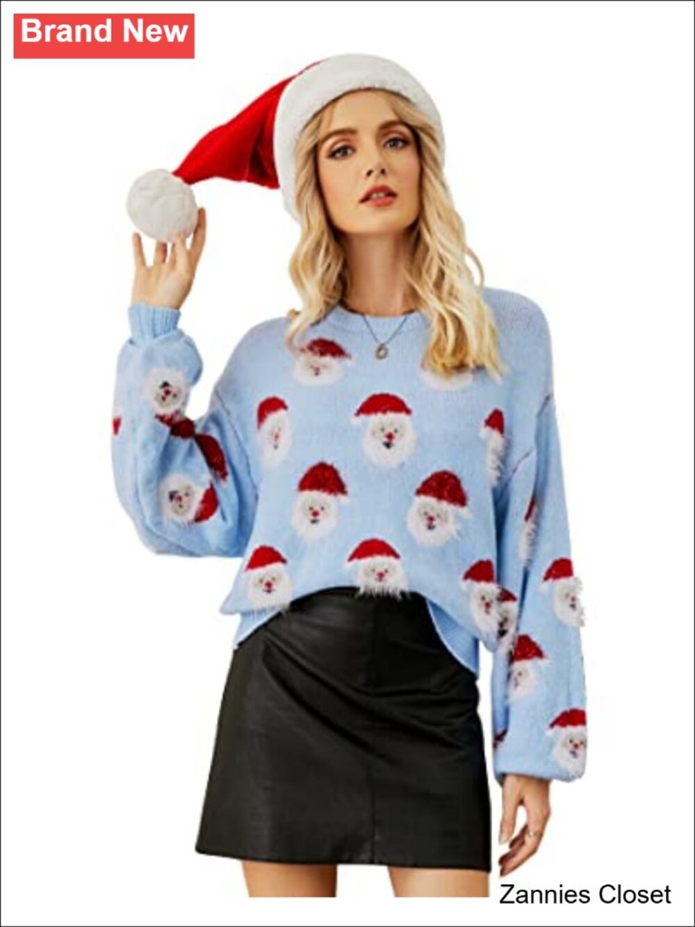 ✨Womens Ugly Christmas Sweater Funny Santa Print Knitted Pullover